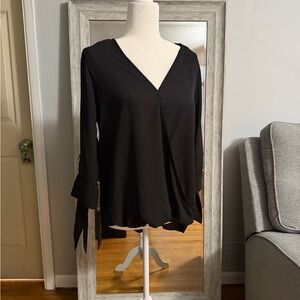 Chic Black V-Neck Women's Blouse